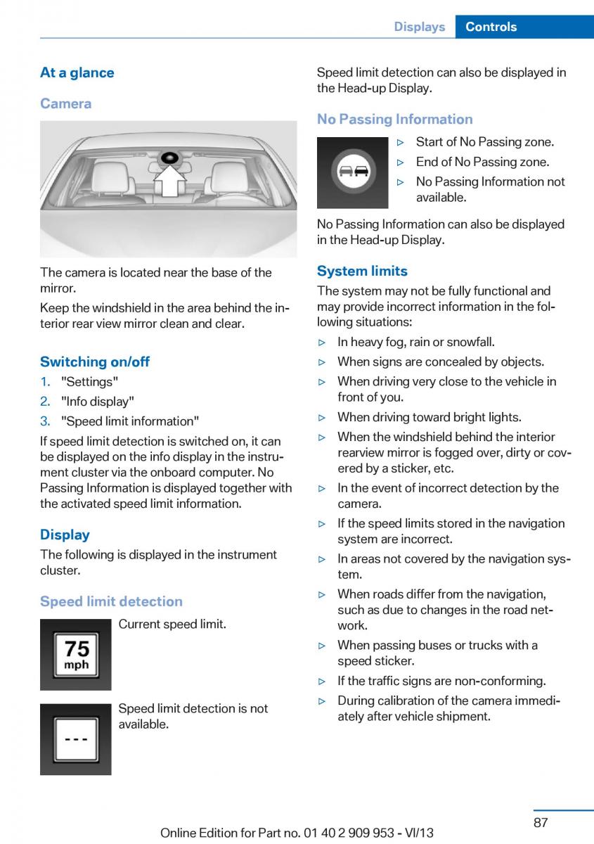 BMW M5 F10 M Power owners manual / page 87