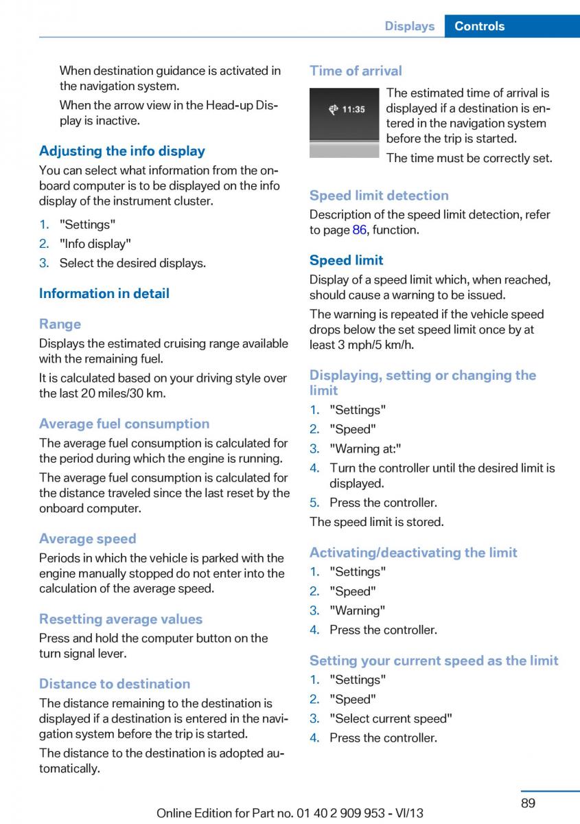 BMW M5 F10 M Power owners manual / page 89