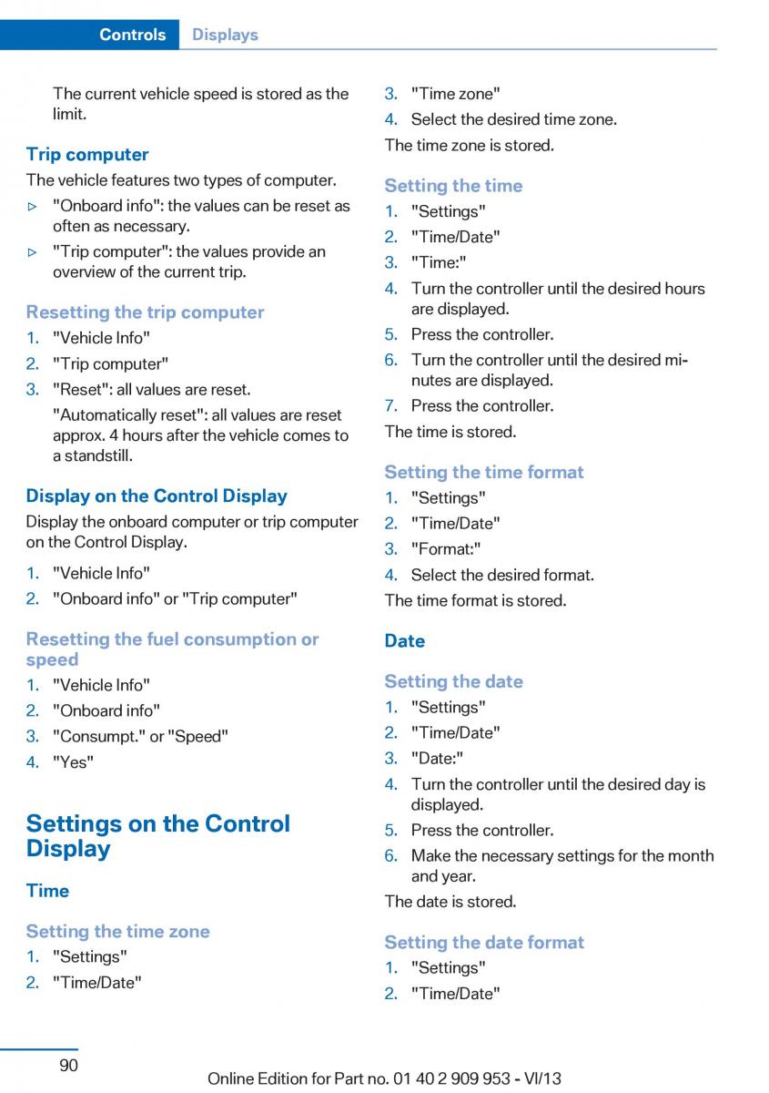 BMW M5 F10 M Power owners manual / page 90