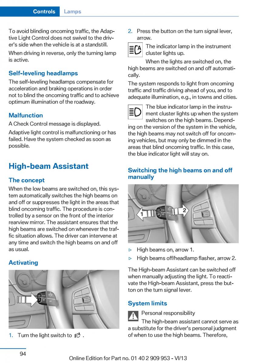 BMW M5 F10 M Power owners manual / page 94