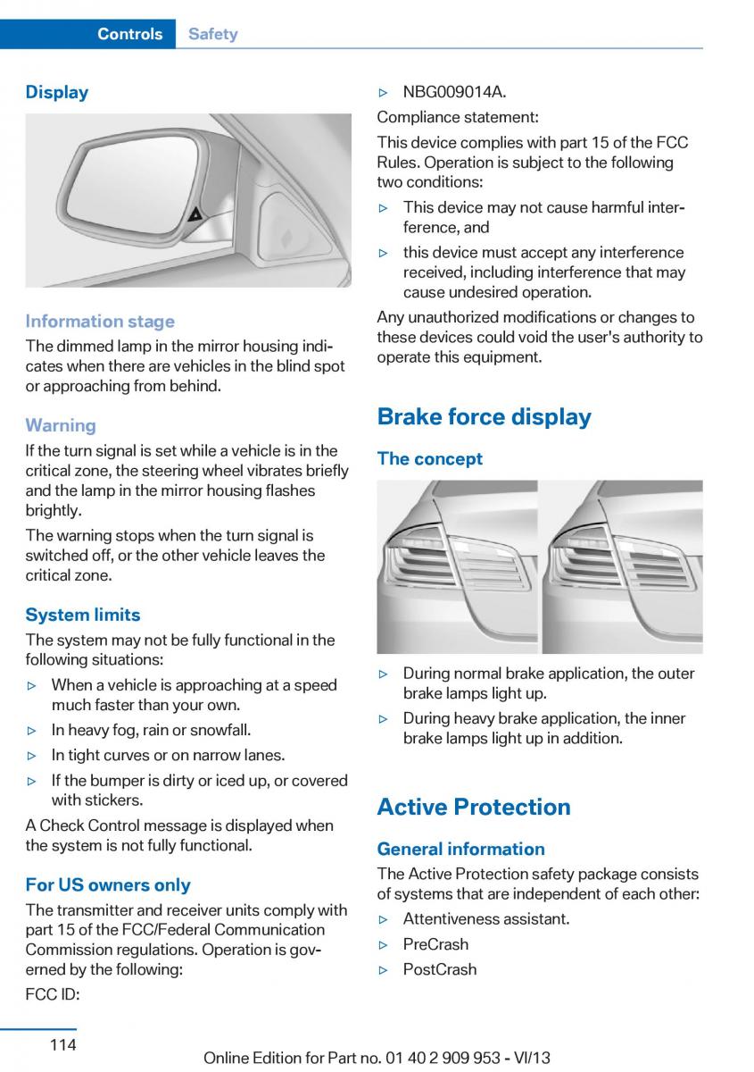 BMW M5 F10 M Power owners manual / page 114