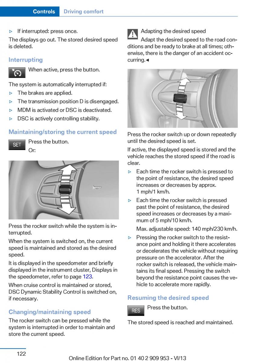 BMW M5 F10 M Power owners manual / page 122