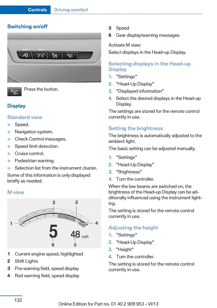 BMW M5 F10 M Power owners manual / page 132