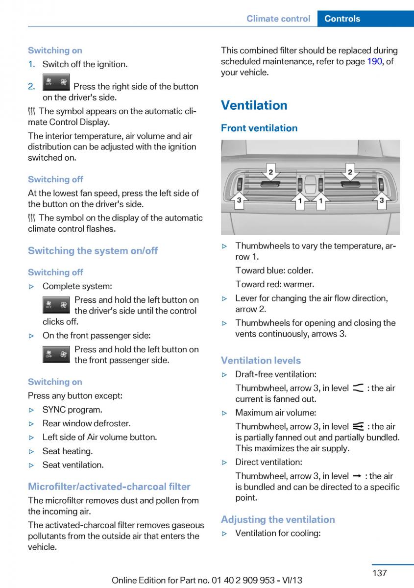 BMW M5 F10 M Power owners manual / page 137