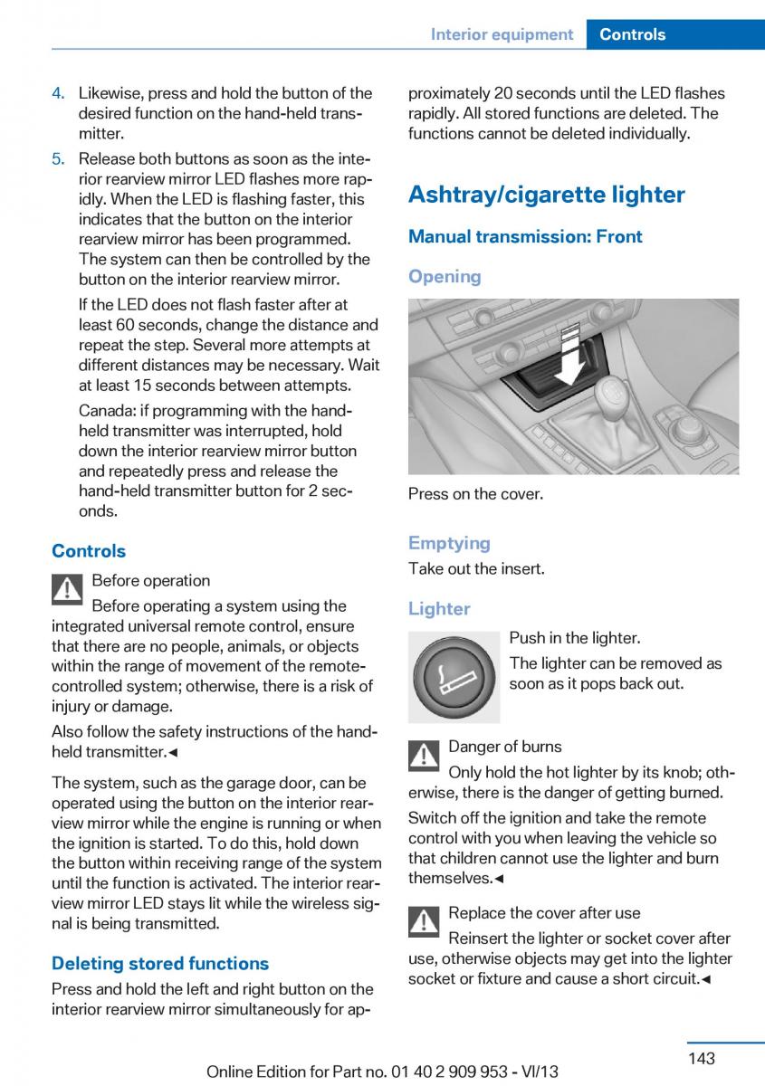 BMW M5 F10 M Power owners manual / page 143