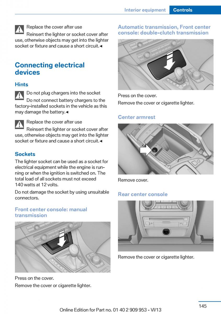 BMW M5 F10 M Power owners manual / page 145