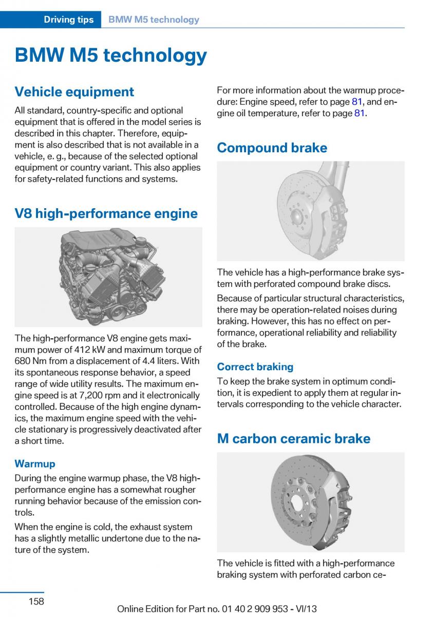 BMW M5 F10 M Power owners manual / page 158