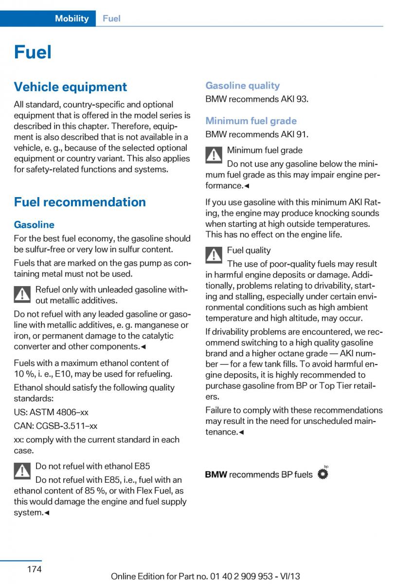 BMW M5 F10 M Power owners manual / page 174