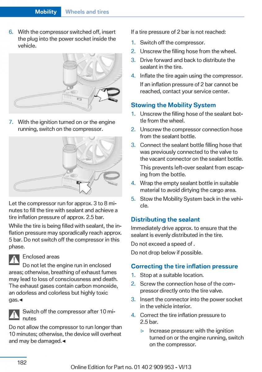 BMW M5 F10 M Power owners manual / page 182