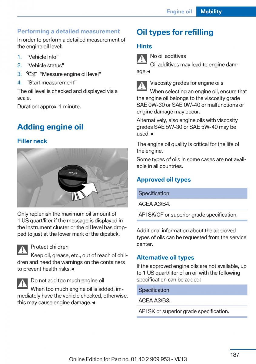 BMW M5 F10 M Power owners manual / page 187