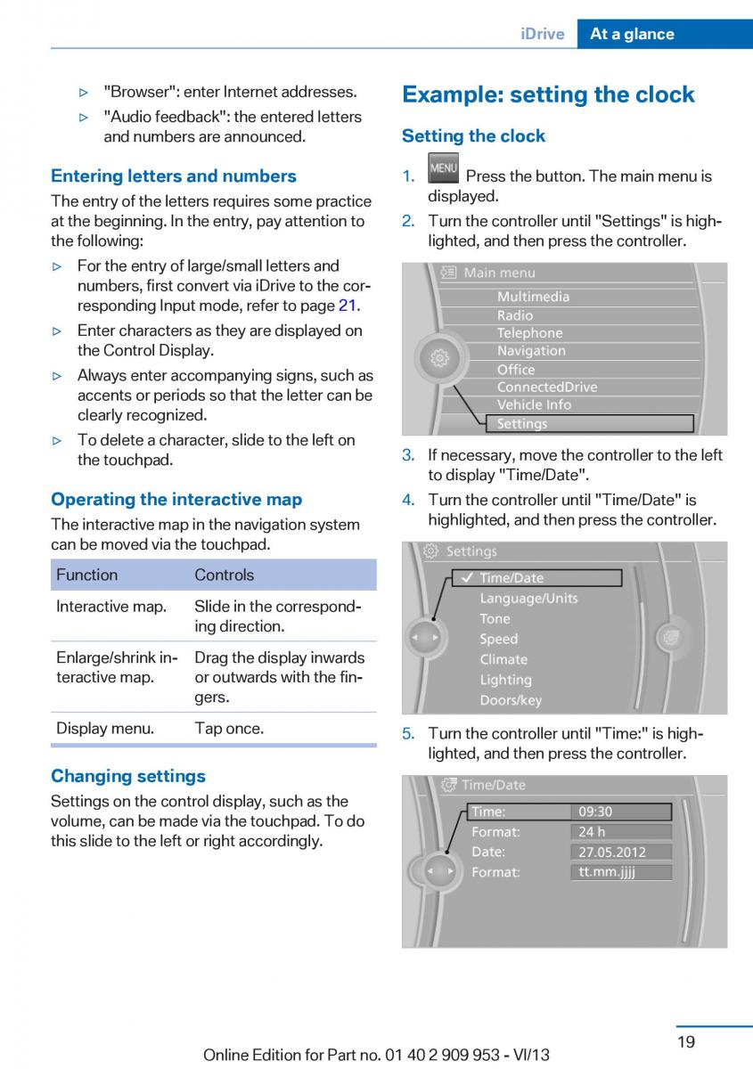 BMW M5 F10 M Power owners manual / page 19