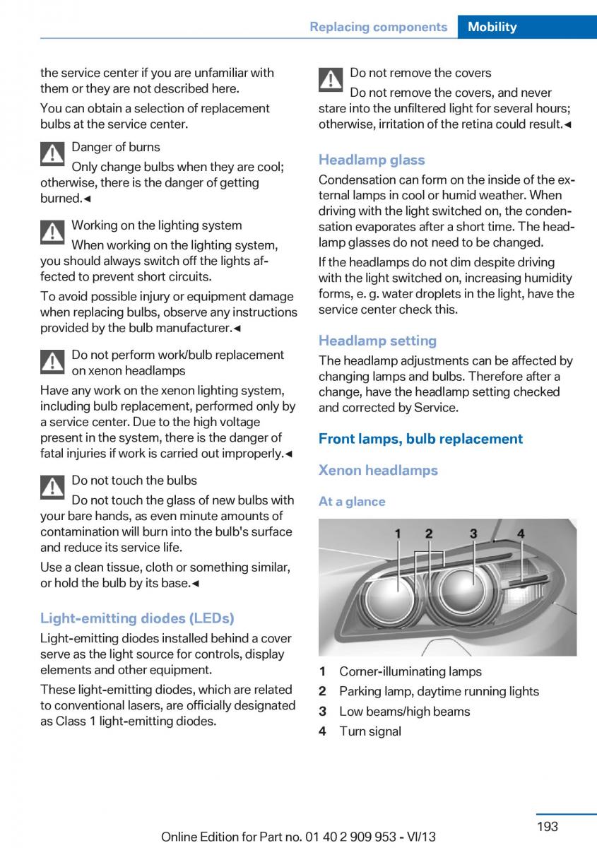 BMW M5 F10 M Power owners manual / page 193