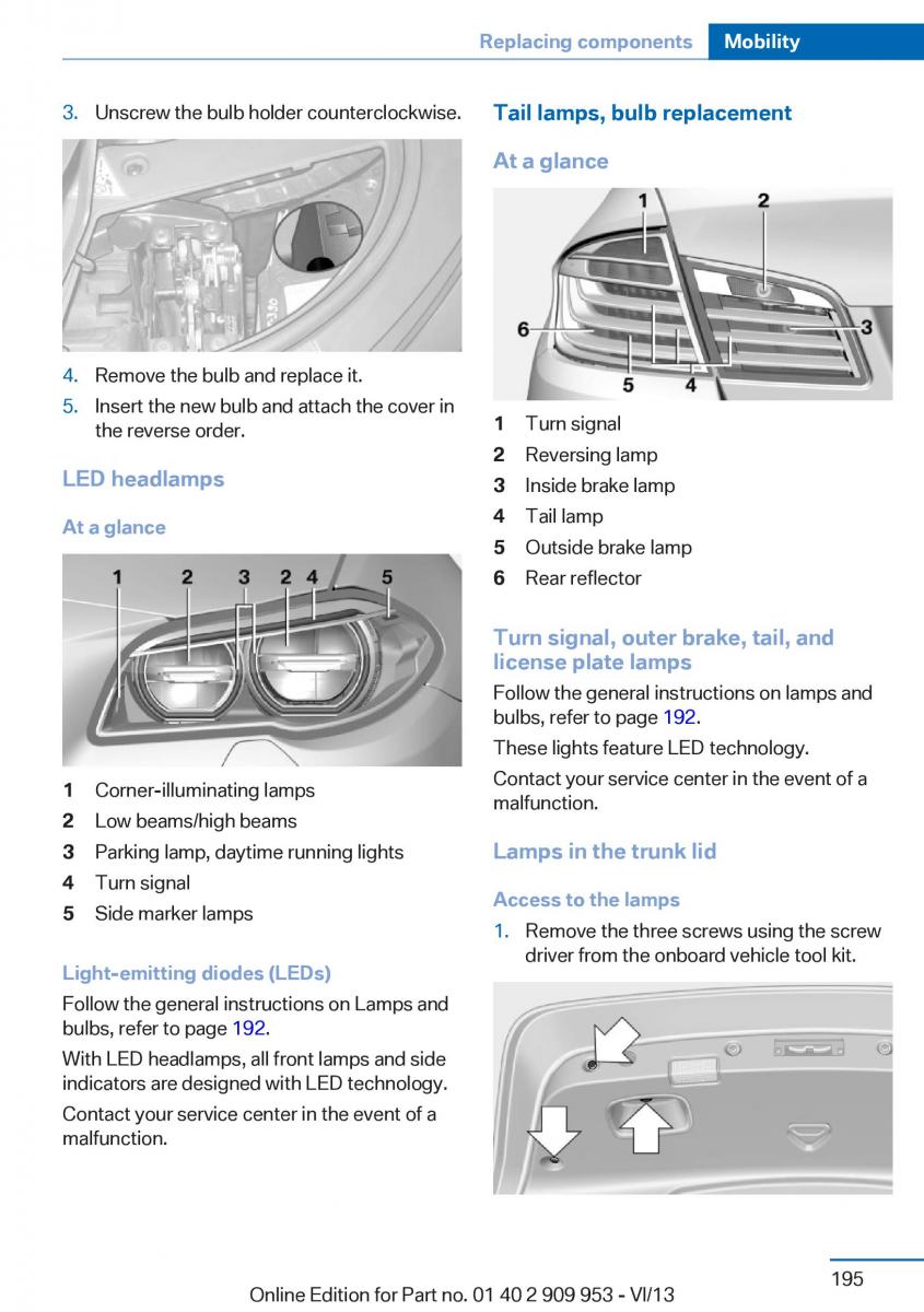 BMW M5 F10 M Power owners manual / page 195