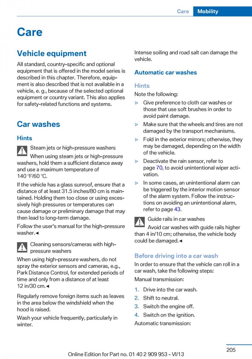 BMW M5 F10 M Power owners manual / page 205