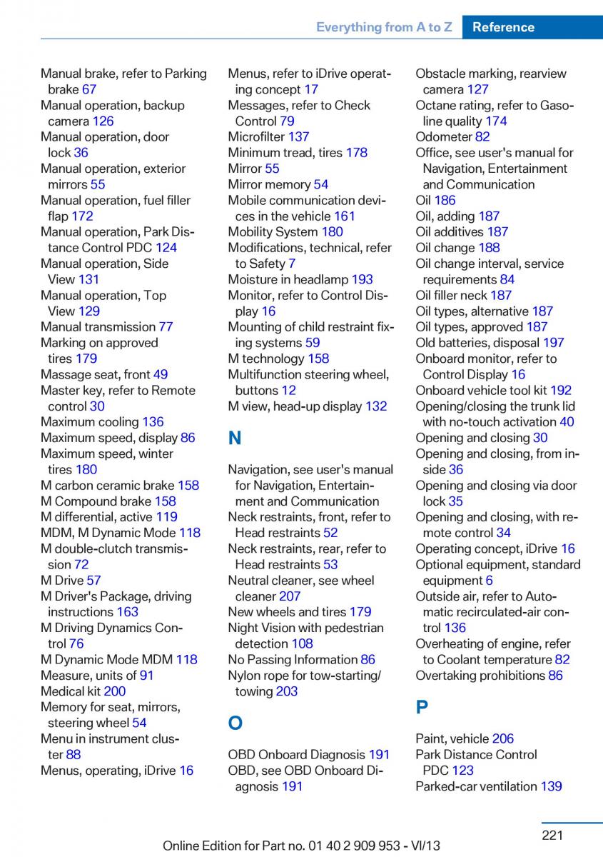 BMW M5 F10 M Power owners manual / page 221