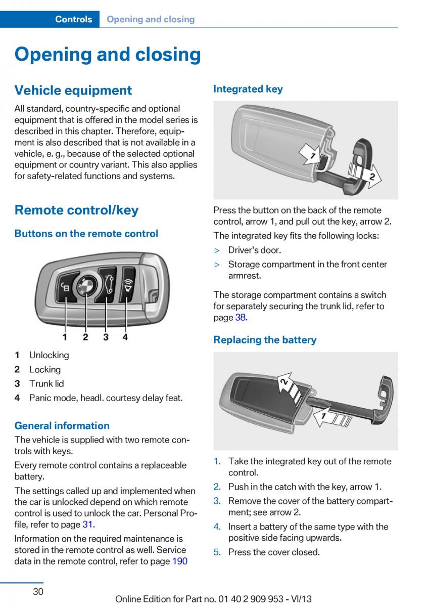 BMW M5 F10 M Power owners manual / page 30