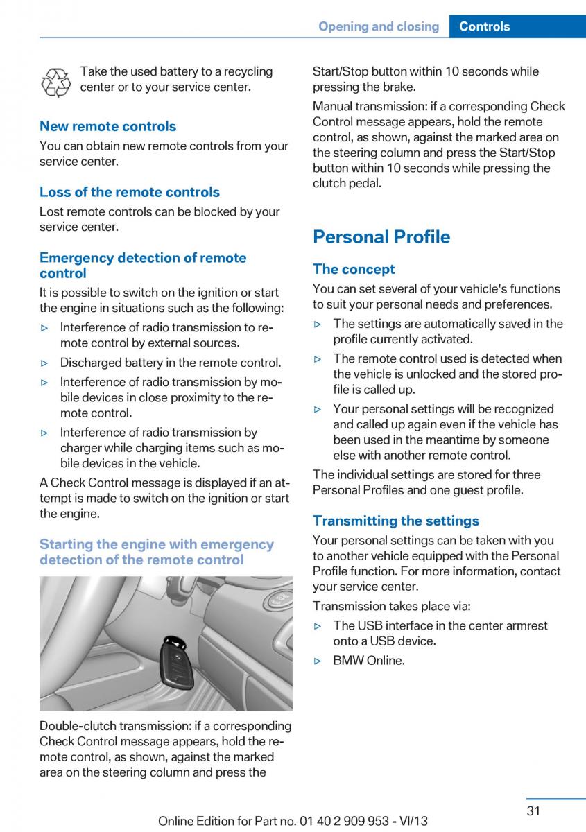 BMW M5 F10 M Power owners manual / page 31