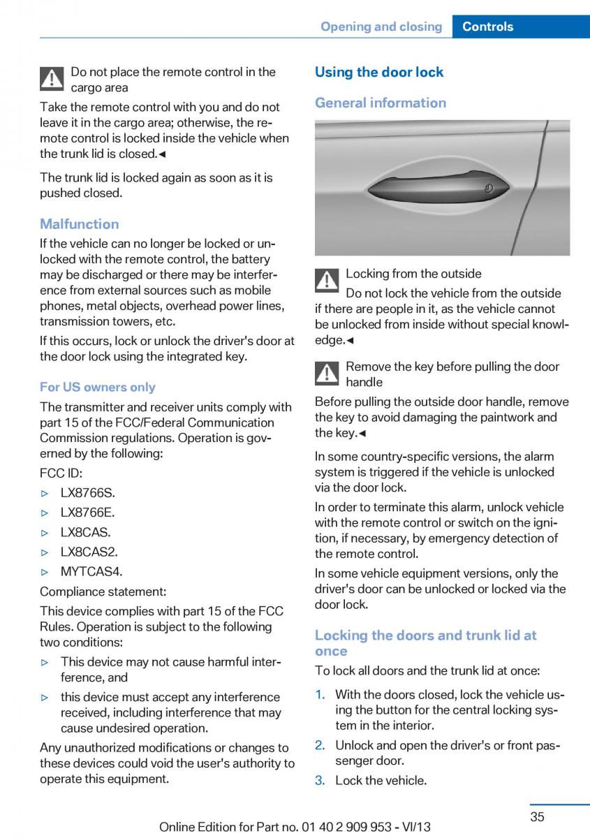 BMW M5 F10 M Power owners manual / page 35