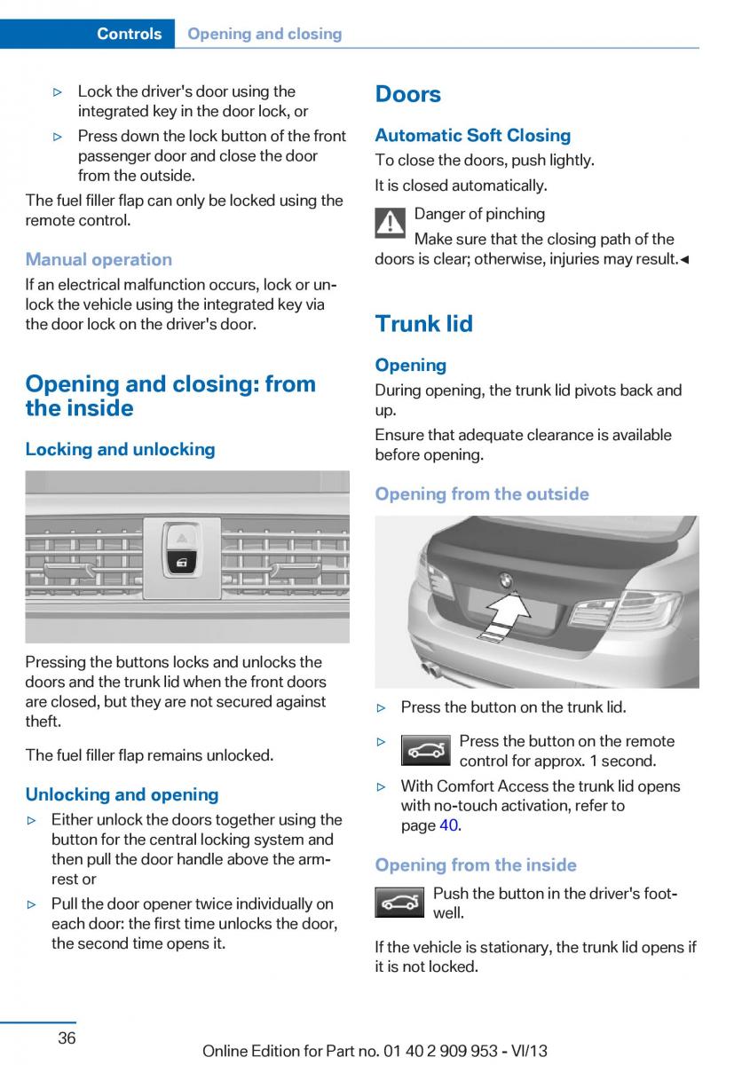 BMW M5 F10 M Power owners manual / page 36