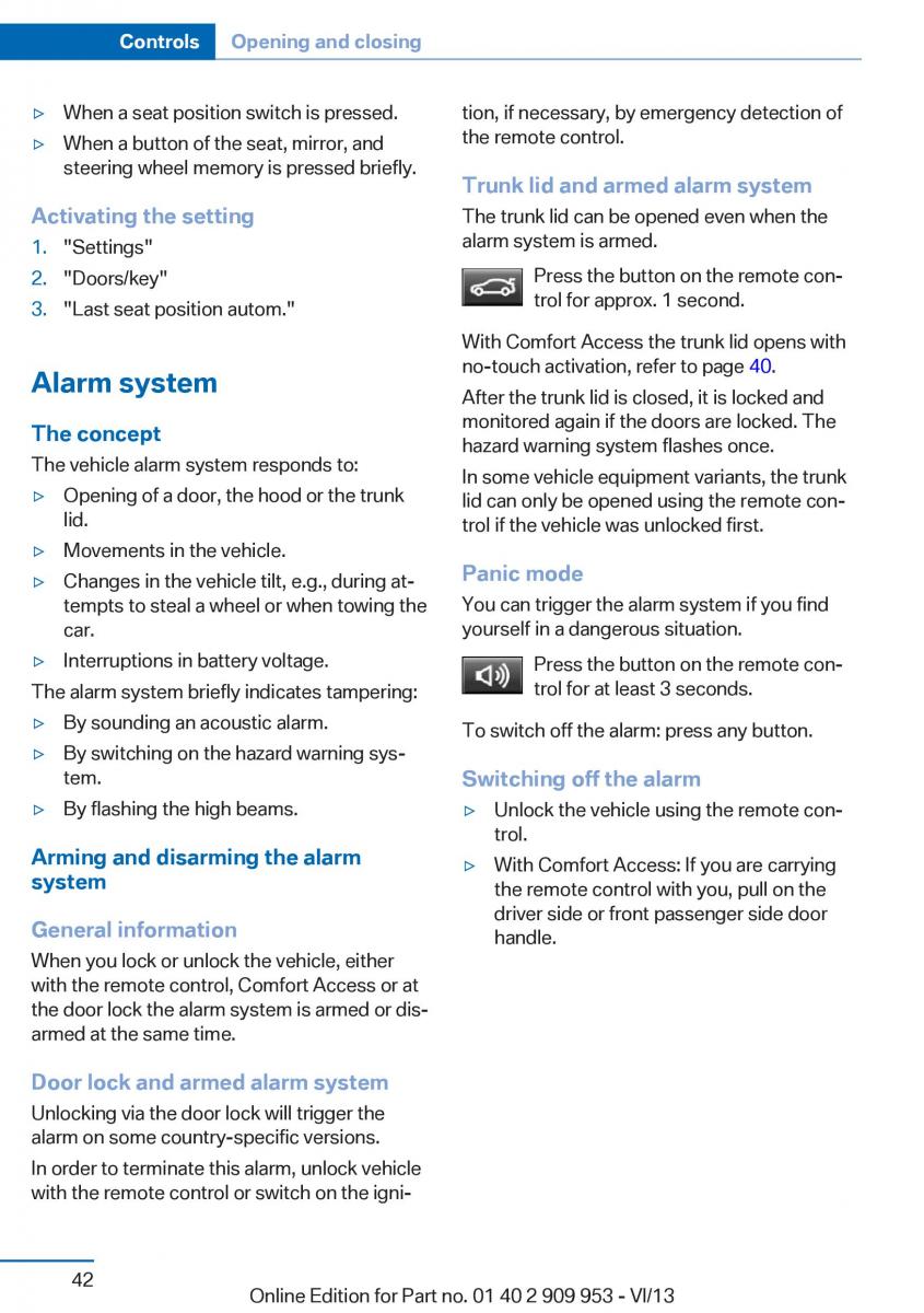 BMW M5 F10 M Power owners manual / page 42