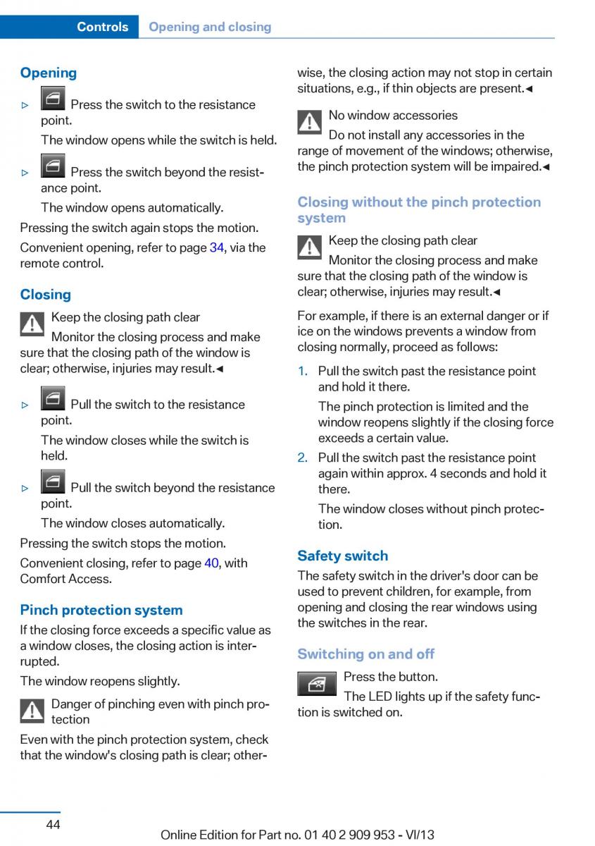 BMW M5 F10 M Power owners manual / page 44