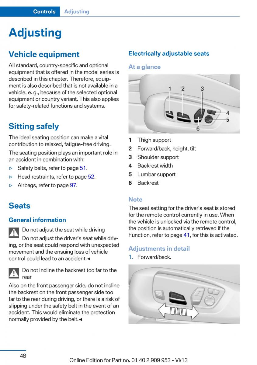 BMW M5 F10 M Power owners manual / page 48