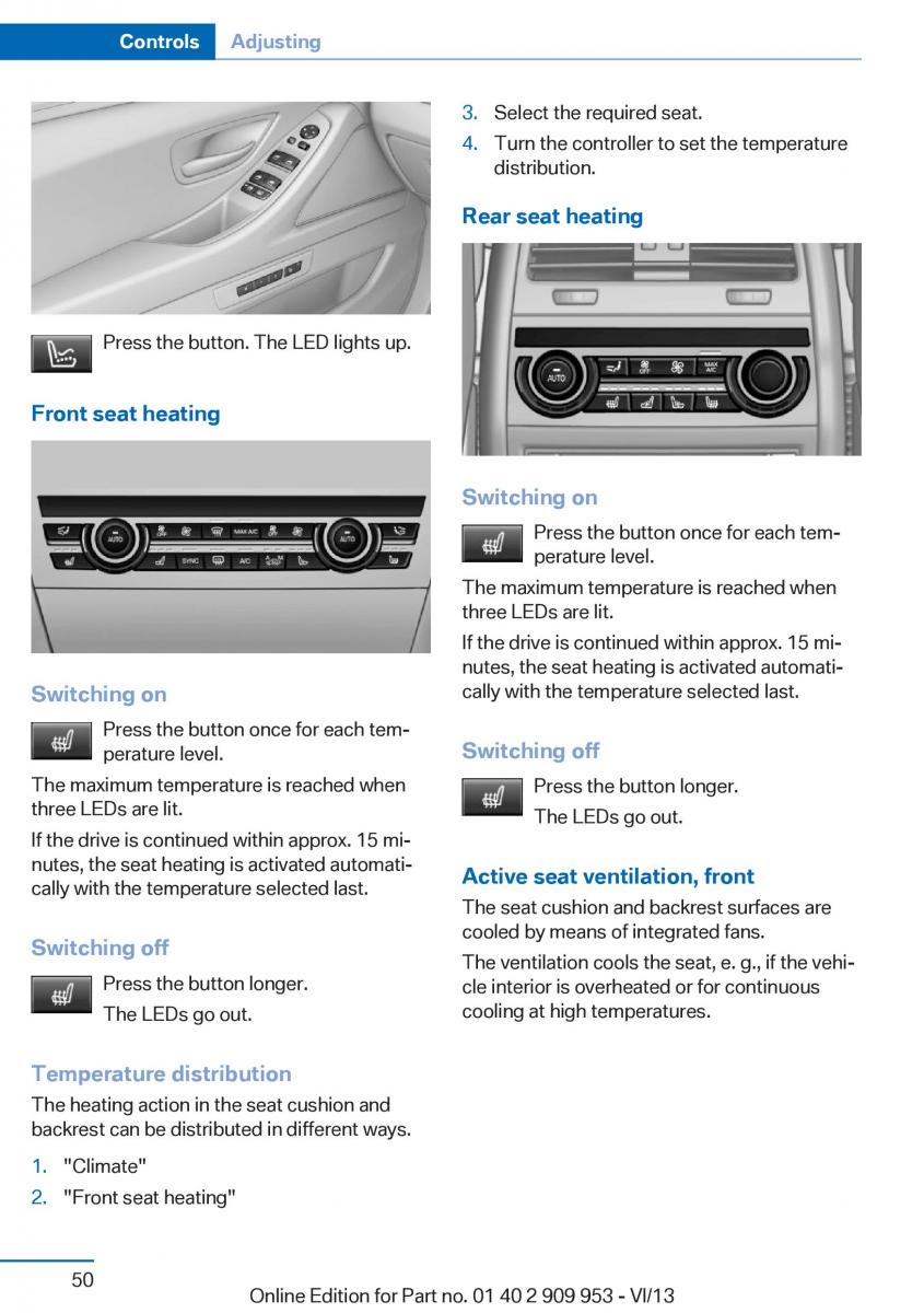 BMW M5 F10 M Power owners manual / page 50