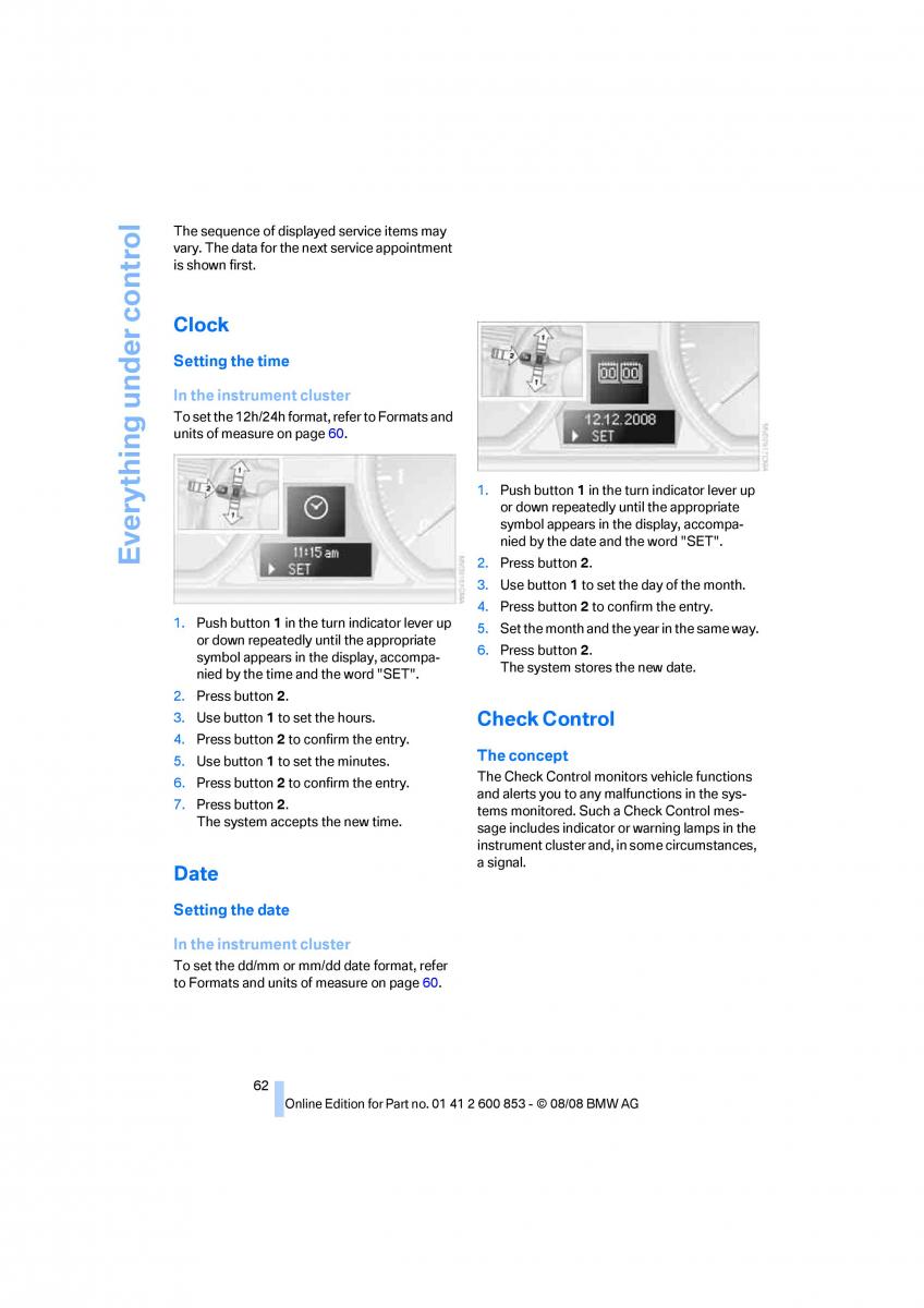 BMW 1 E87 convertible owners manual / page 64