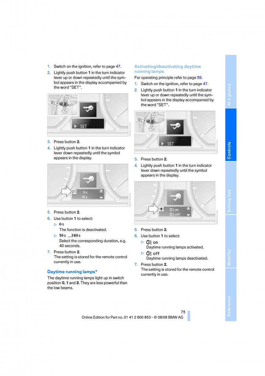 BMW 1 E87 convertible owners manual / page 77