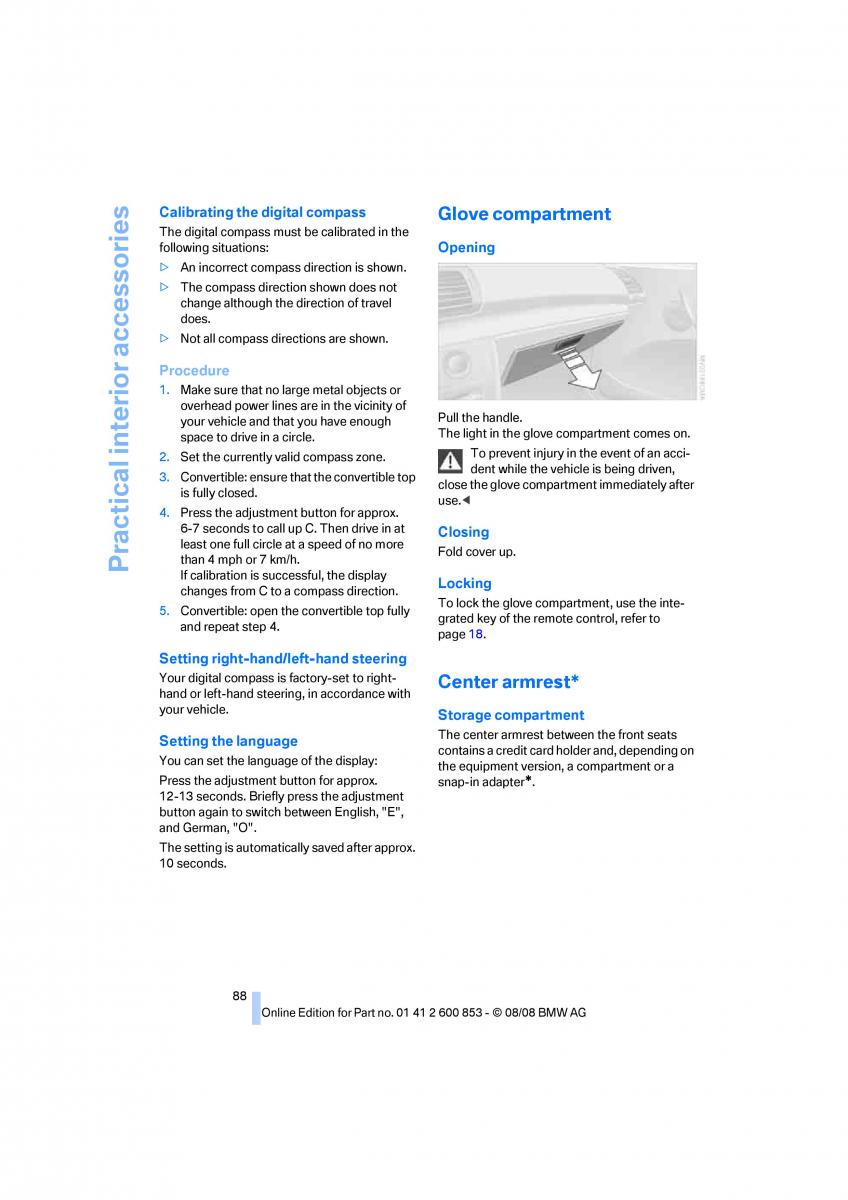 BMW 1 E87 convertible owners manual / page 90