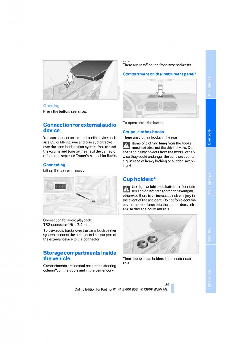 BMW 1 E87 convertible owners manual / page 91