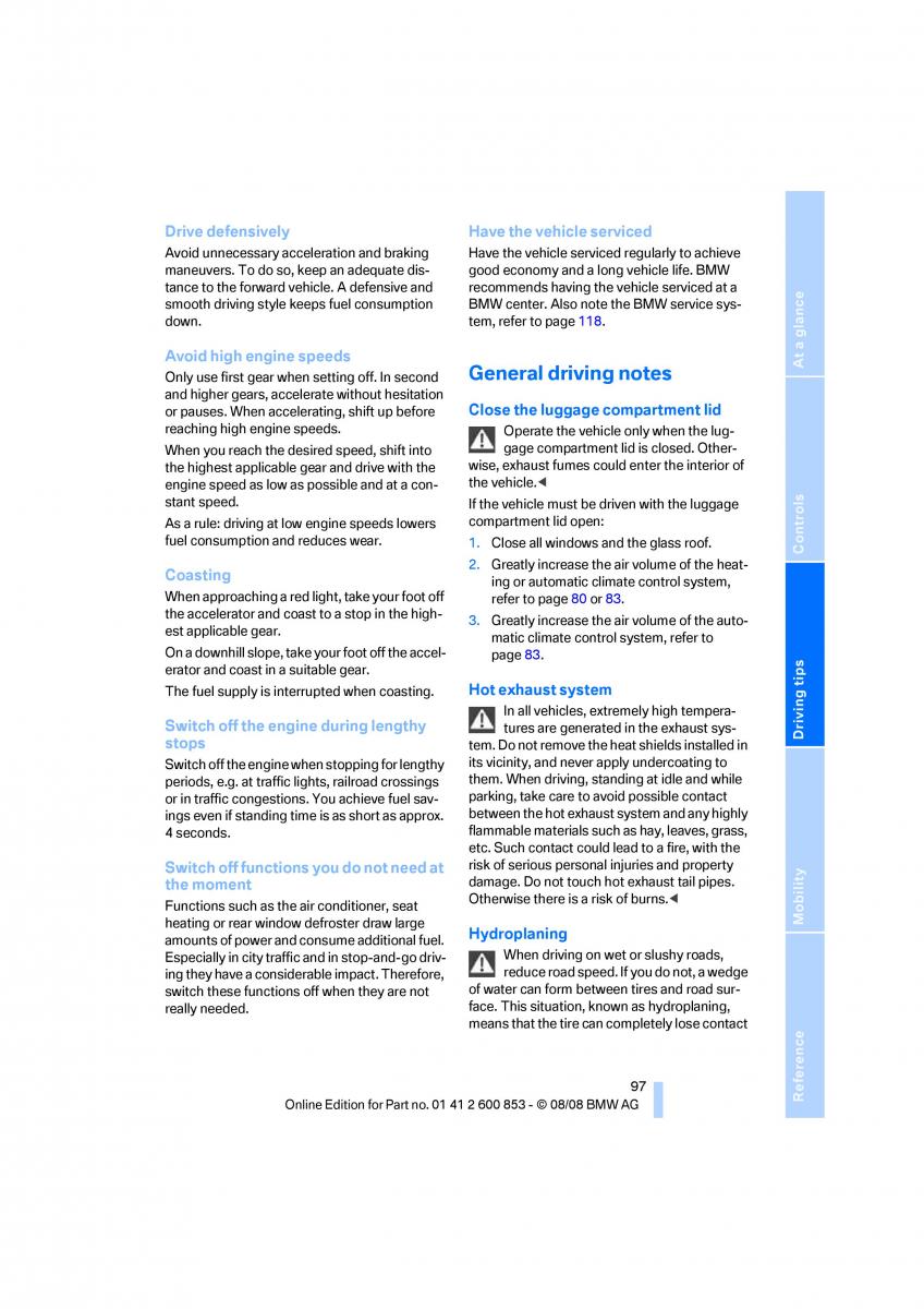 BMW 1 E87 convertible owners manual / page 99