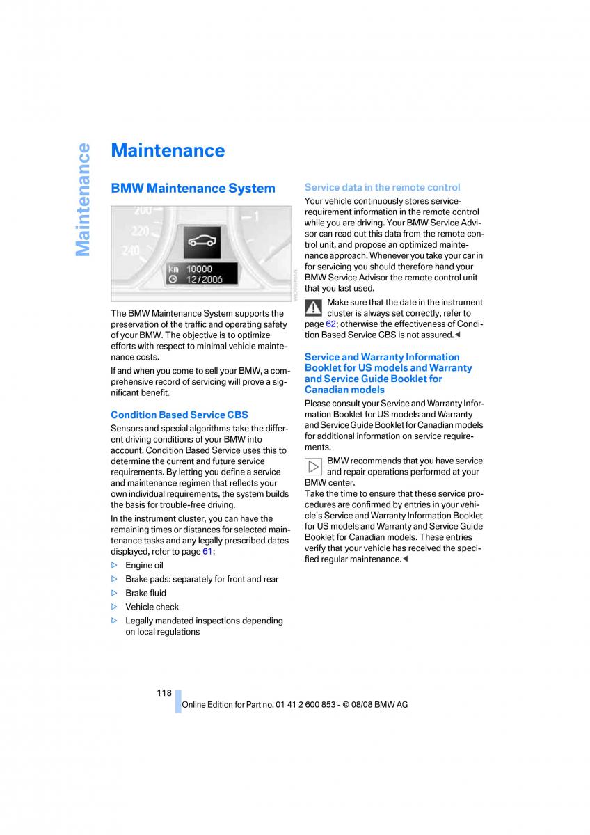 BMW 1 E87 convertible owners manual / page 120