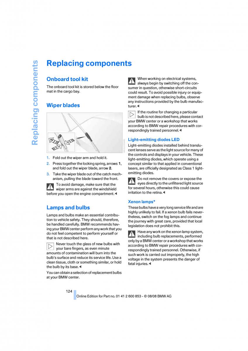 BMW 1 E87 convertible owners manual / page 126