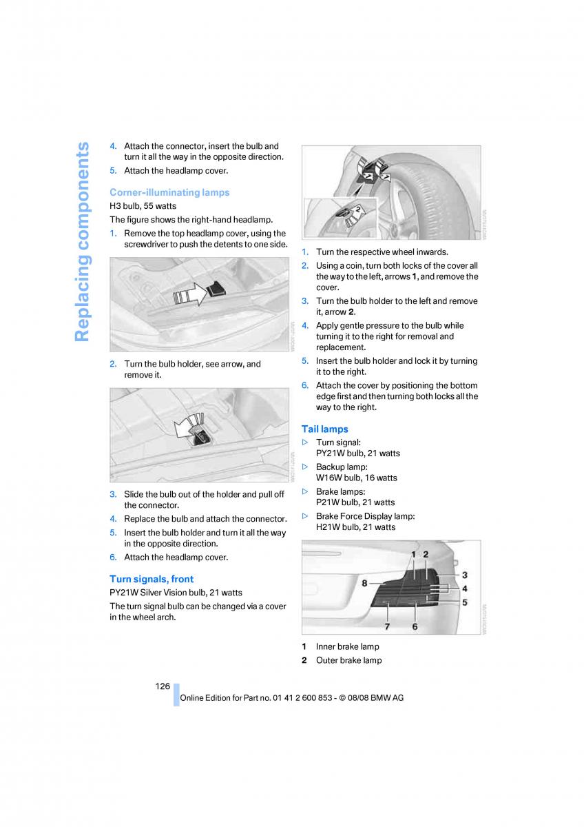 BMW 1 E87 convertible owners manual / page 128