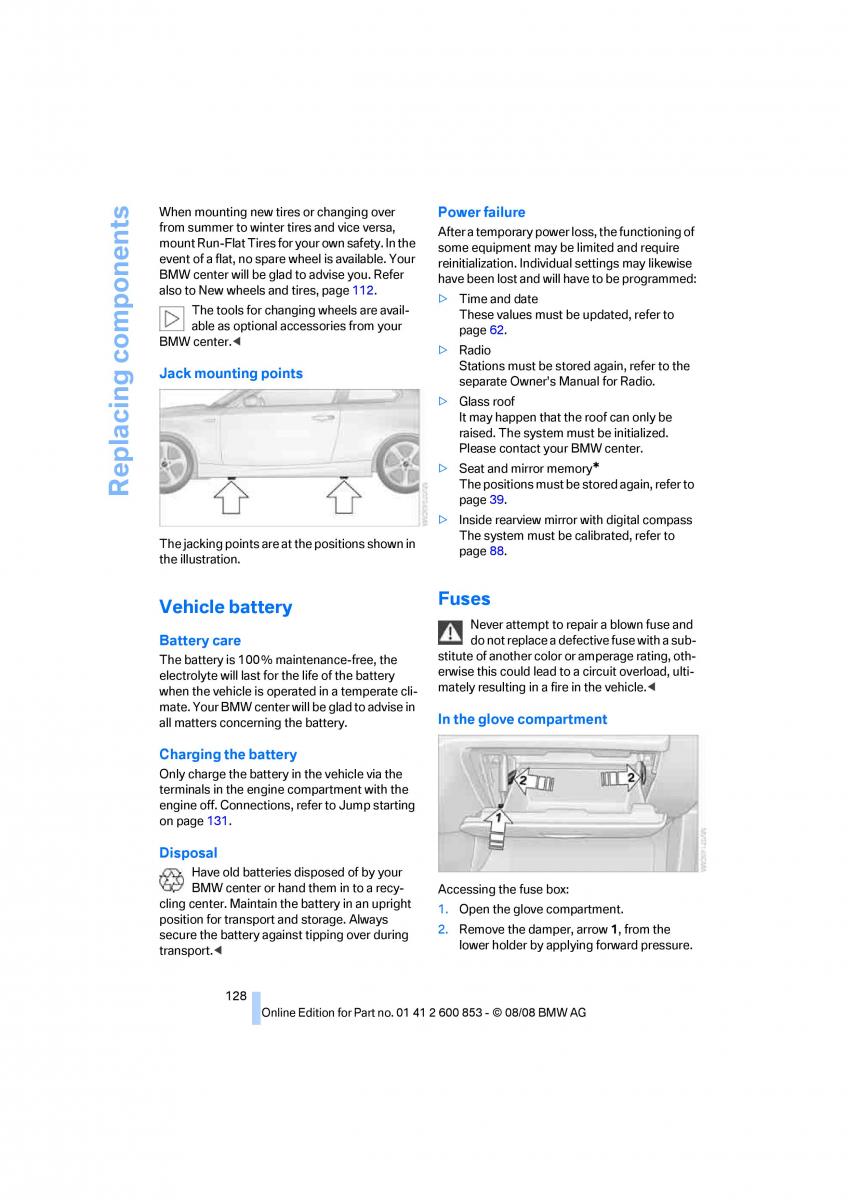 BMW 1 E87 convertible owners manual / page 130