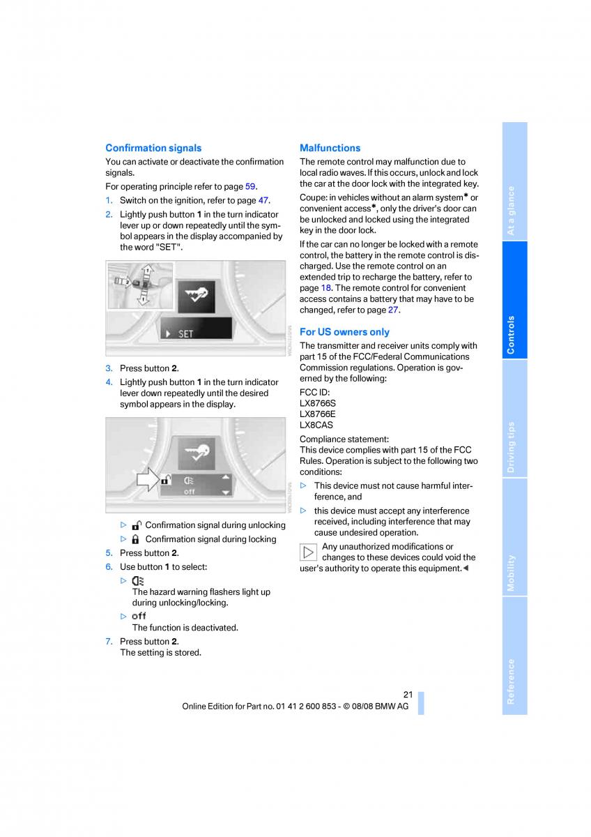 BMW 1 E87 convertible owners manual / page 23