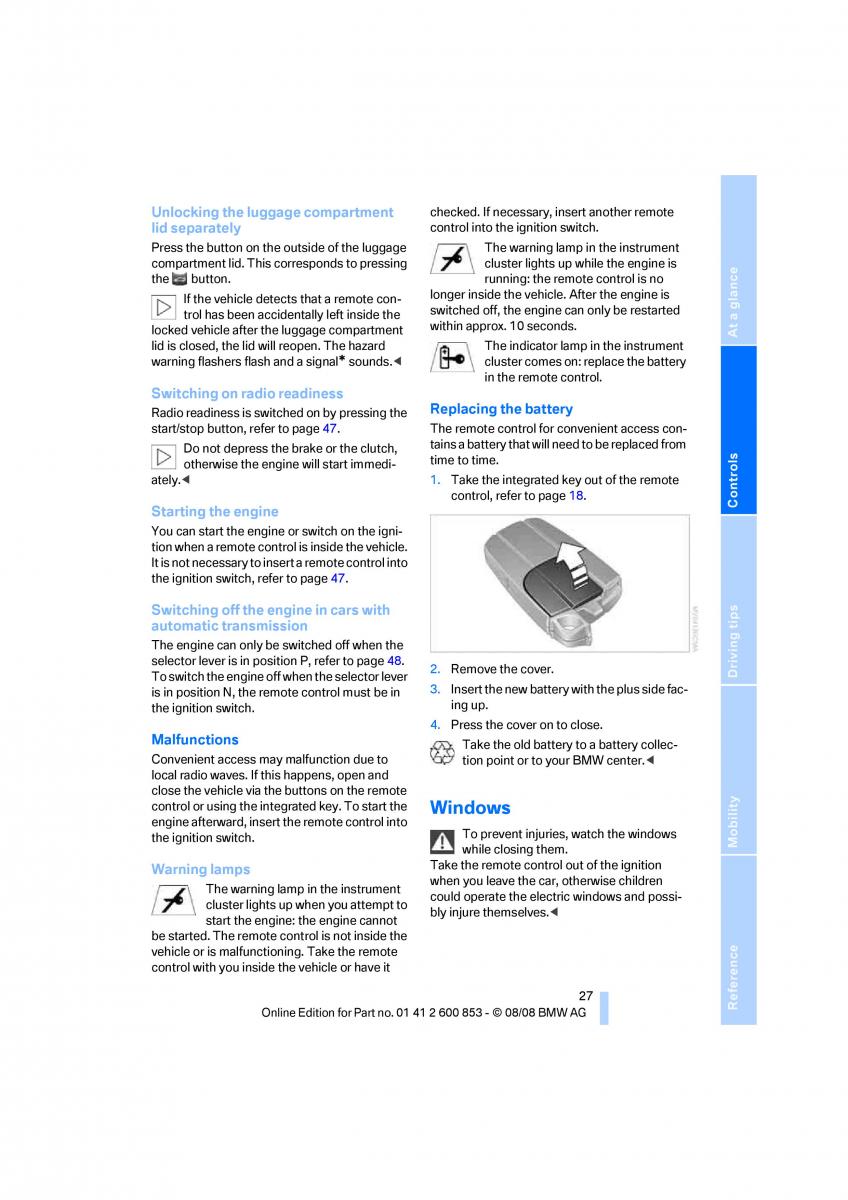 BMW 1 E87 convertible owners manual / page 29