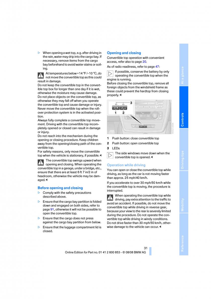 BMW 1 E87 convertible owners manual / page 33