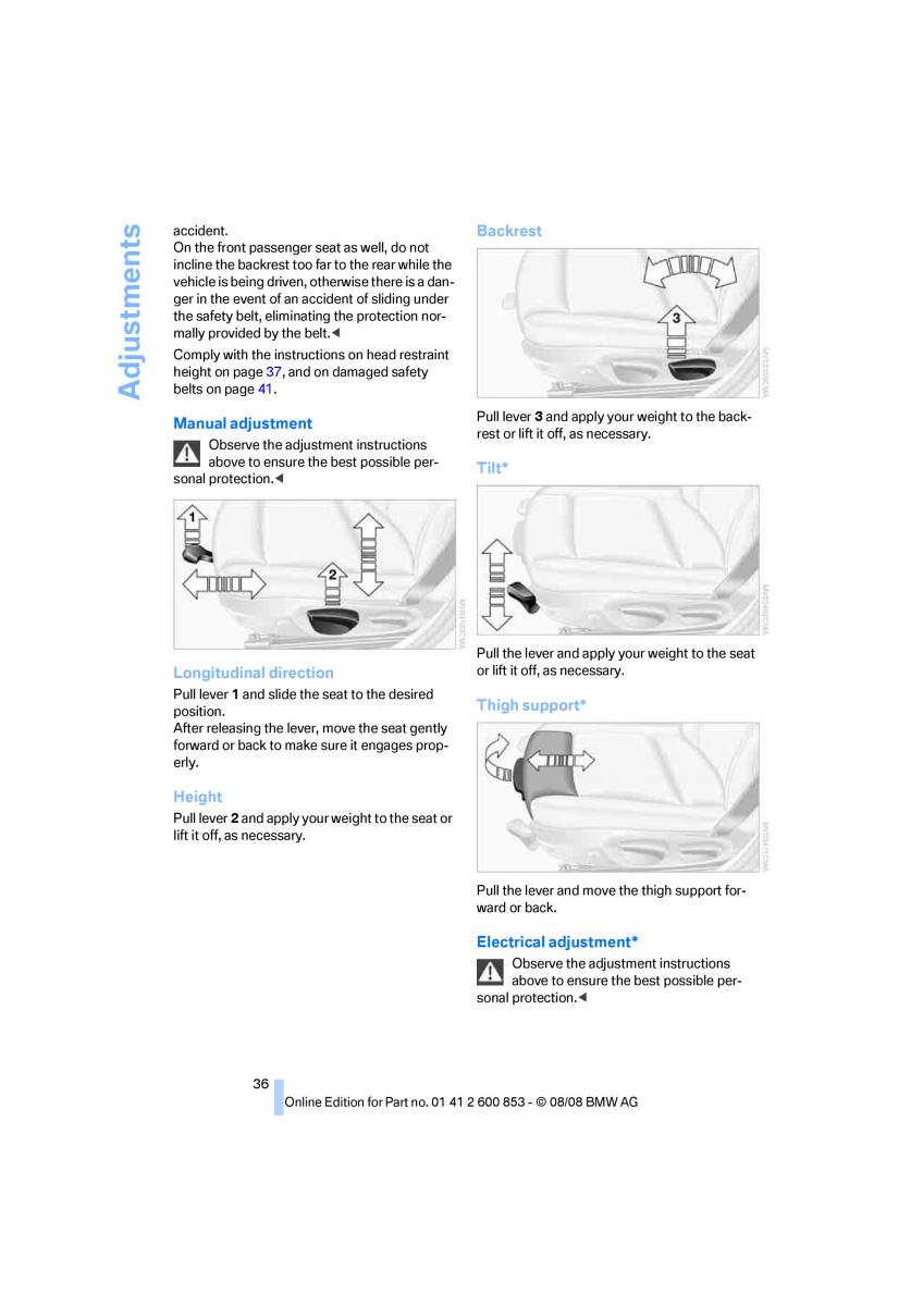 BMW 1 E87 convertible owners manual / page 38