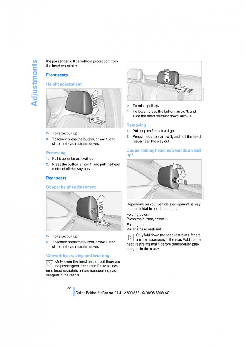 BMW 1 E87 convertible owners manual / page 40