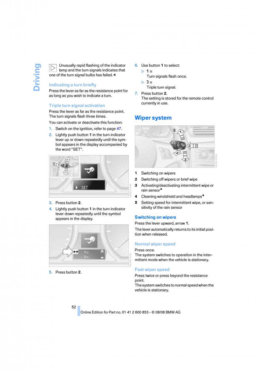 BMW 1 E87 convertible owners manual / page 54