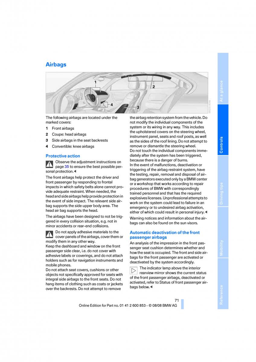 BMW 1 E87 coupe owners manual / page 73