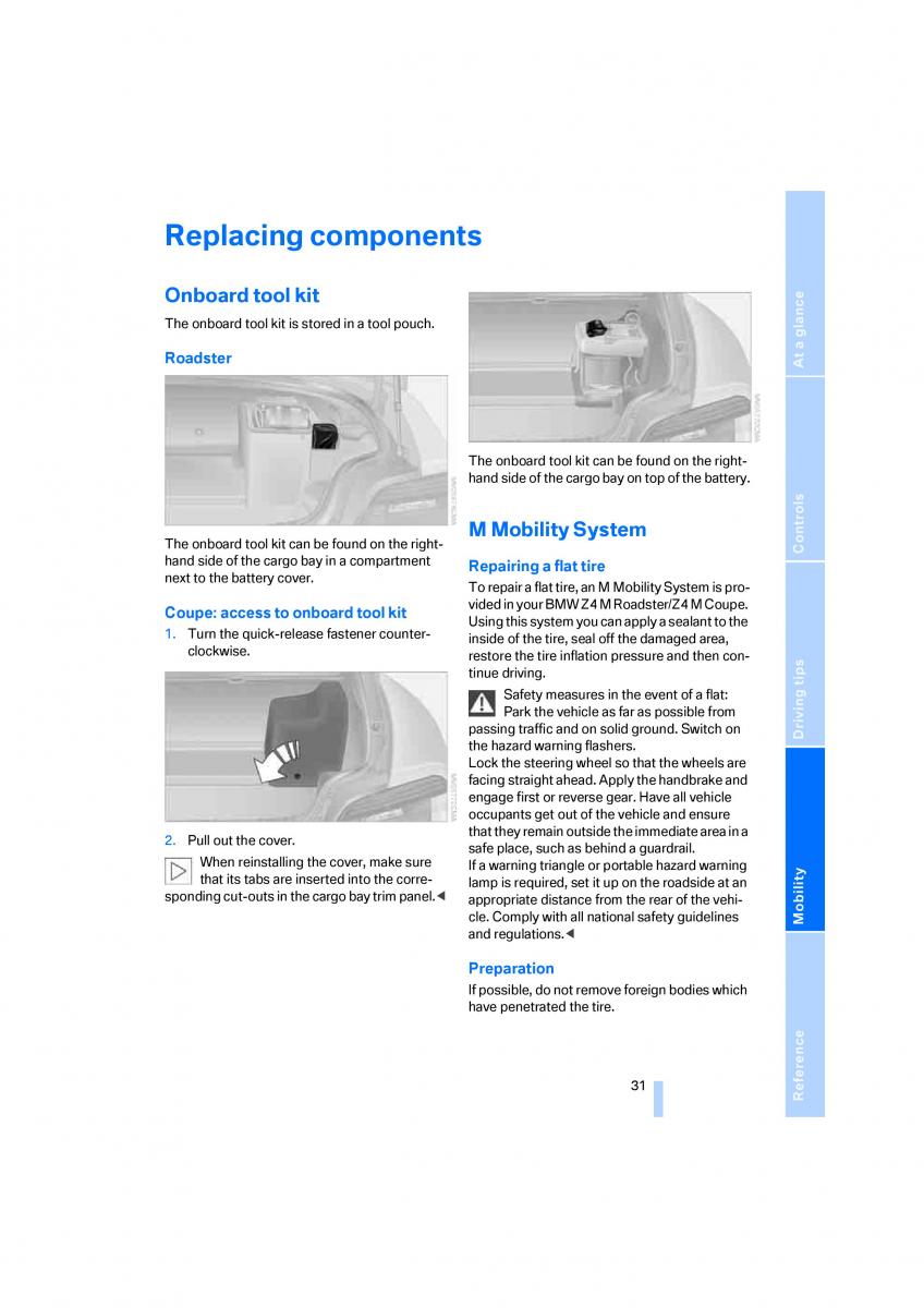 BMW Z4M E86 M Power Coupe owners manual / page 33