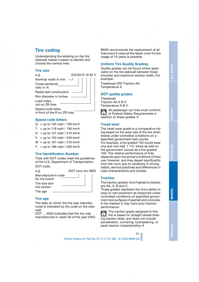 BMW Z4 E85 E86 owners manual / page 79