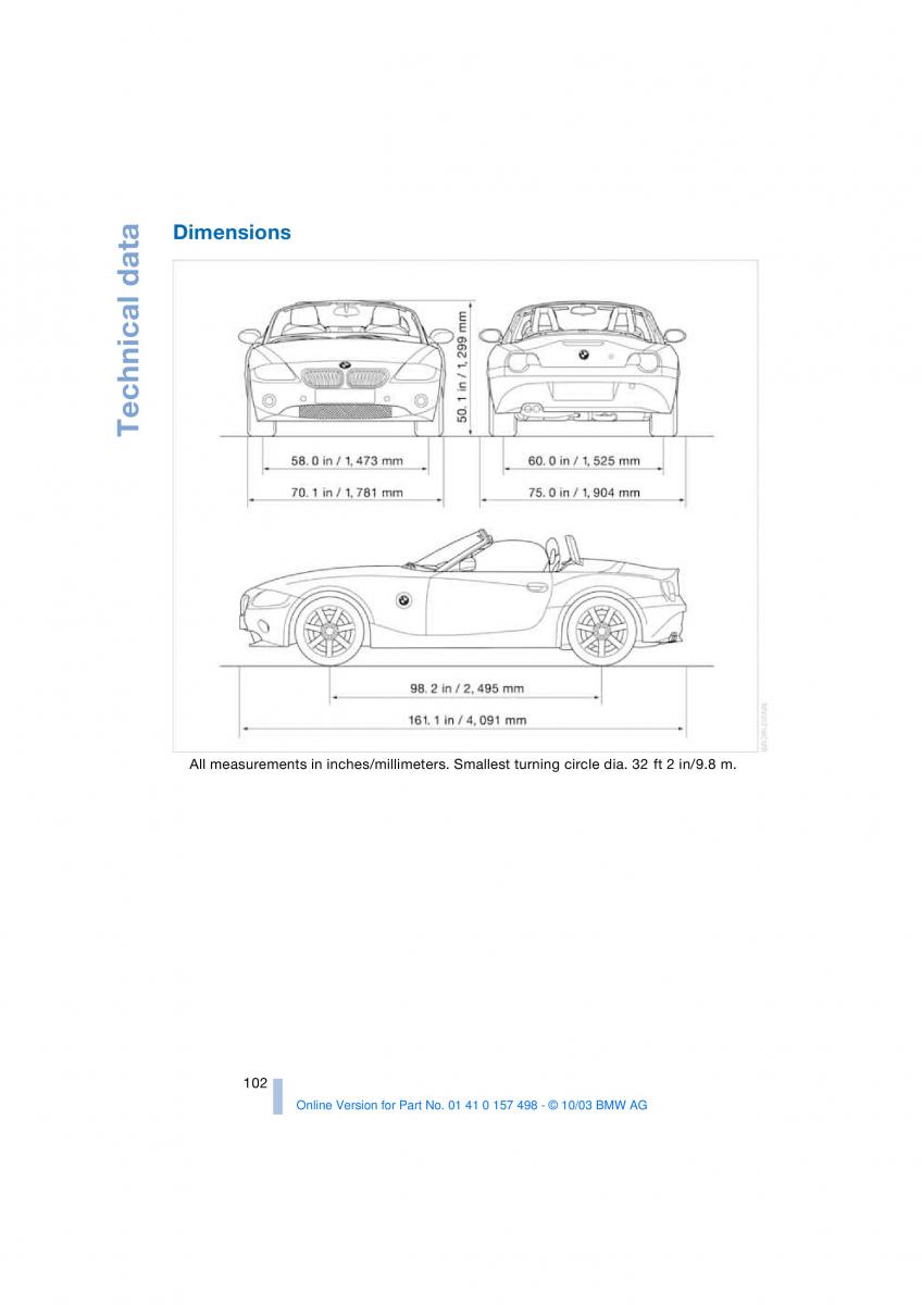 BMW Z4 E85 E86 owners manual / page 104