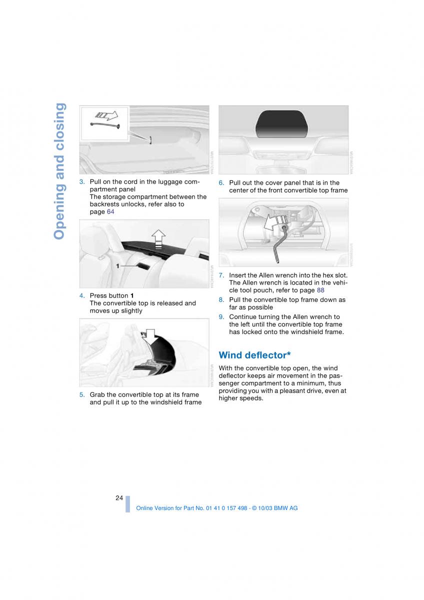 BMW Z4 E85 E86 owners manual / page 26