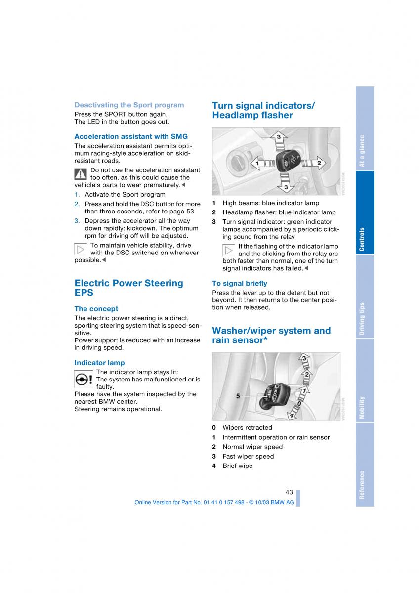 BMW Z4 E85 E86 owners manual / page 45