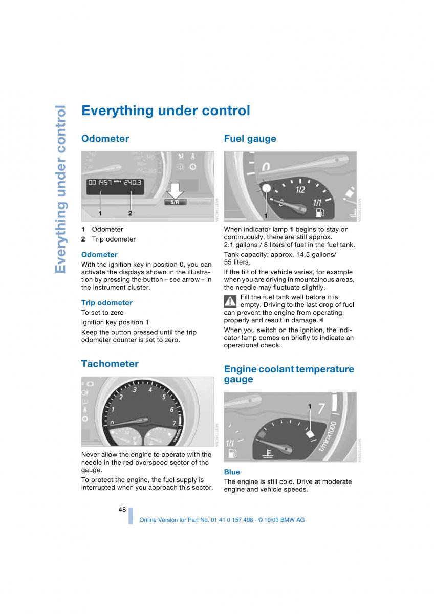 BMW Z4 E85 E86 owners manual / page 50