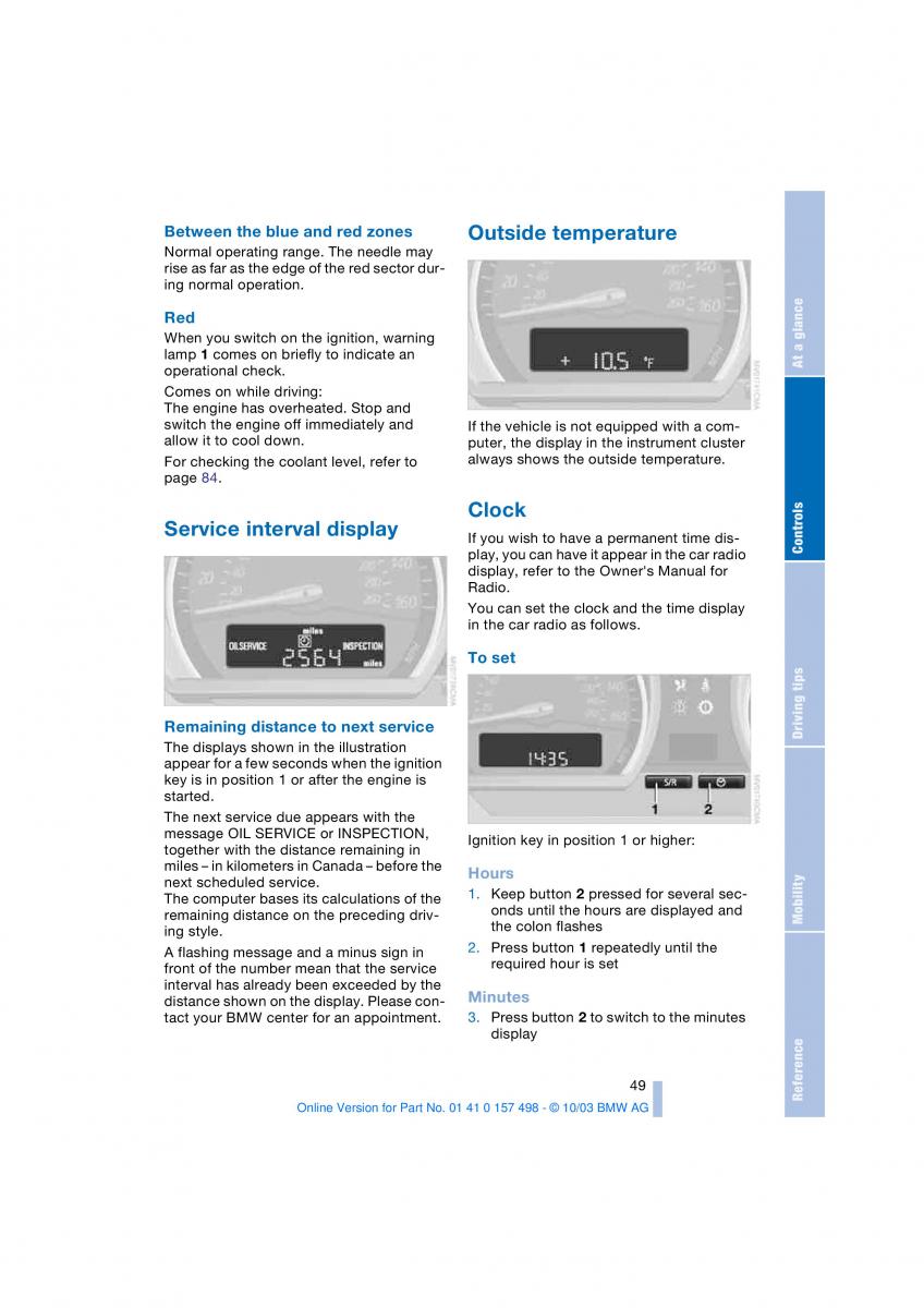 BMW Z4 E85 E86 owners manual / page 51